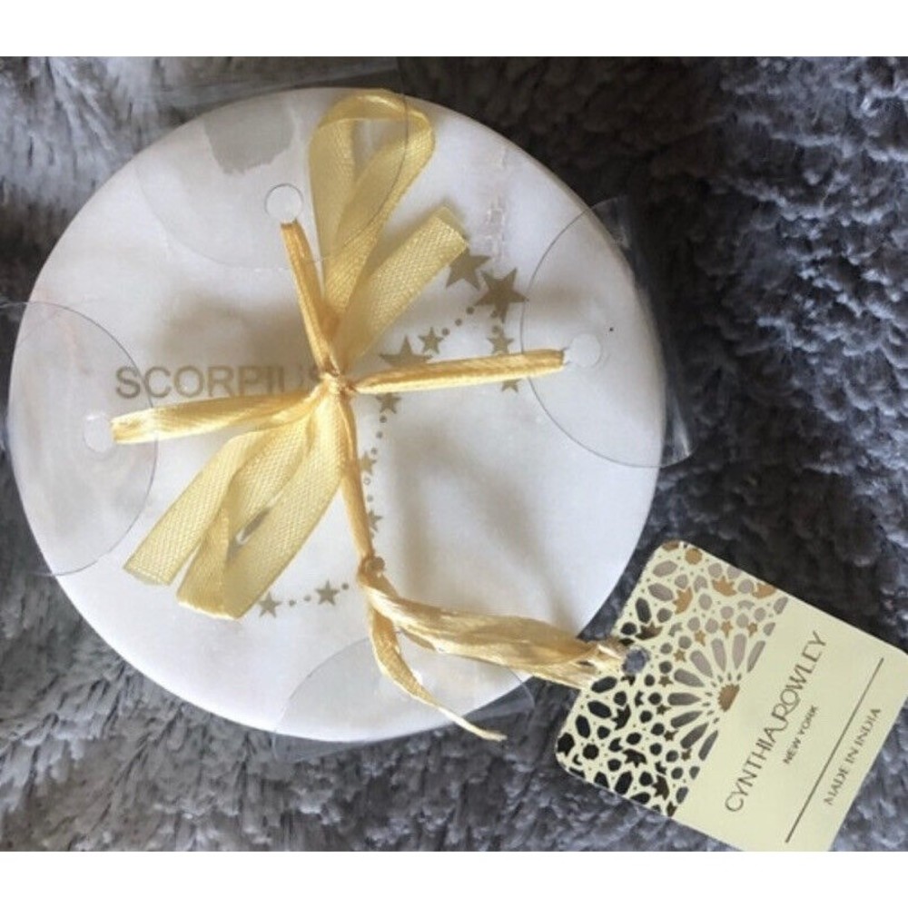 Cynthia Rowley Marble Zodiac SCORPIUS Coasters By Sharma India Pvt Ltd NWT